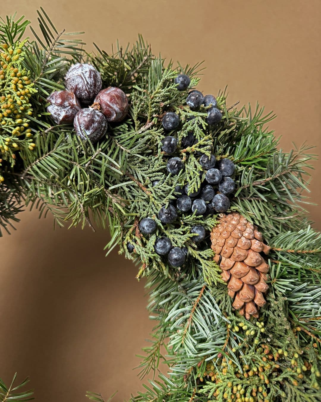 Corona de Navidad Decorada Natural 40 cm detalle