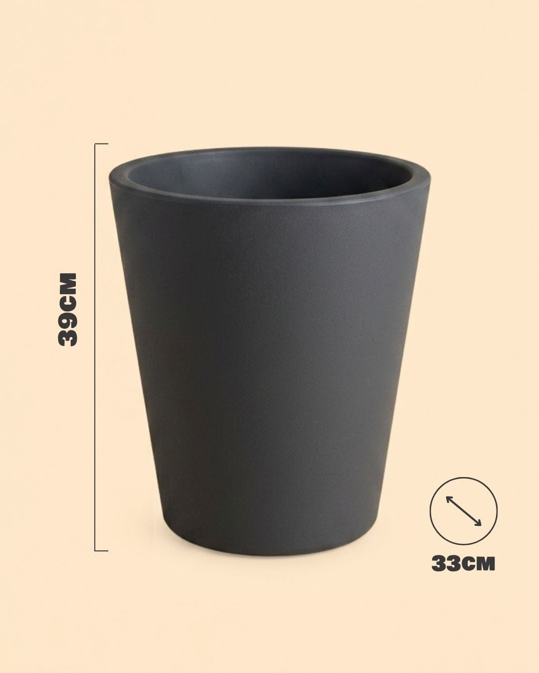 Cubo - Macetero Antracita XL 33 cm