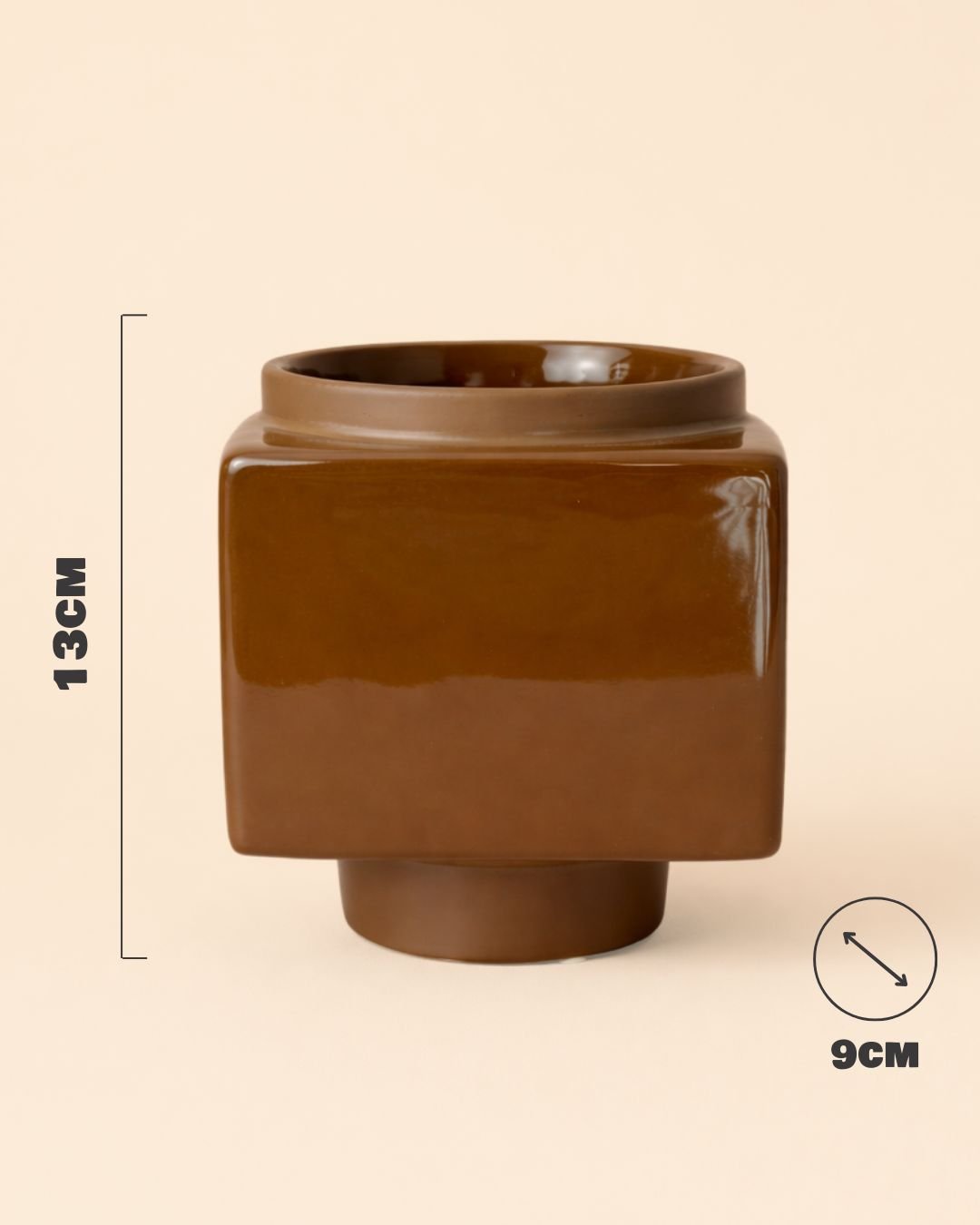 Cube – Mini Maceta Cerámica Marrón 9 cm - Pur Plant