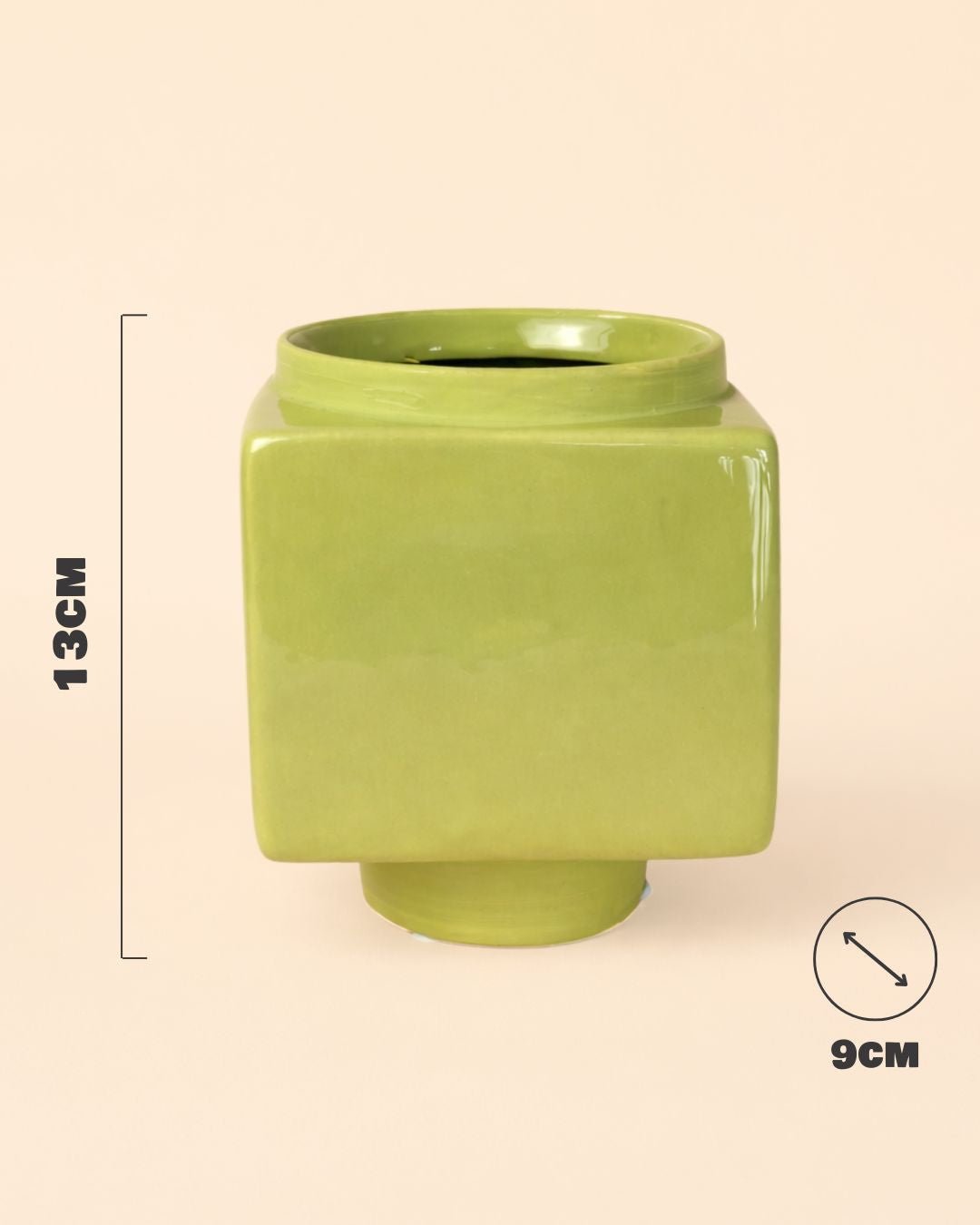 Cube – Mini Maceta Cerámica Verde Claro 9 cm - Pur Plant