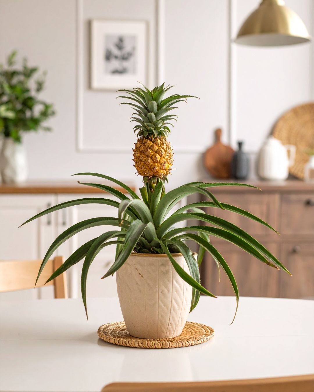 planta piña en un comedor