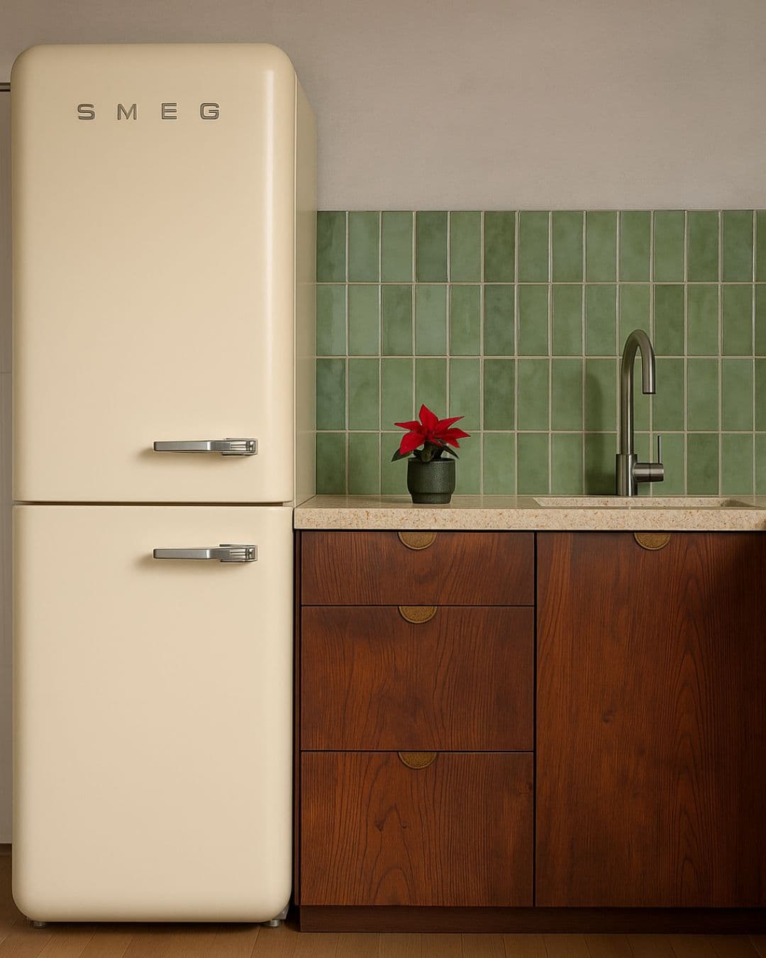 poinsettia mini roja contexto cocina