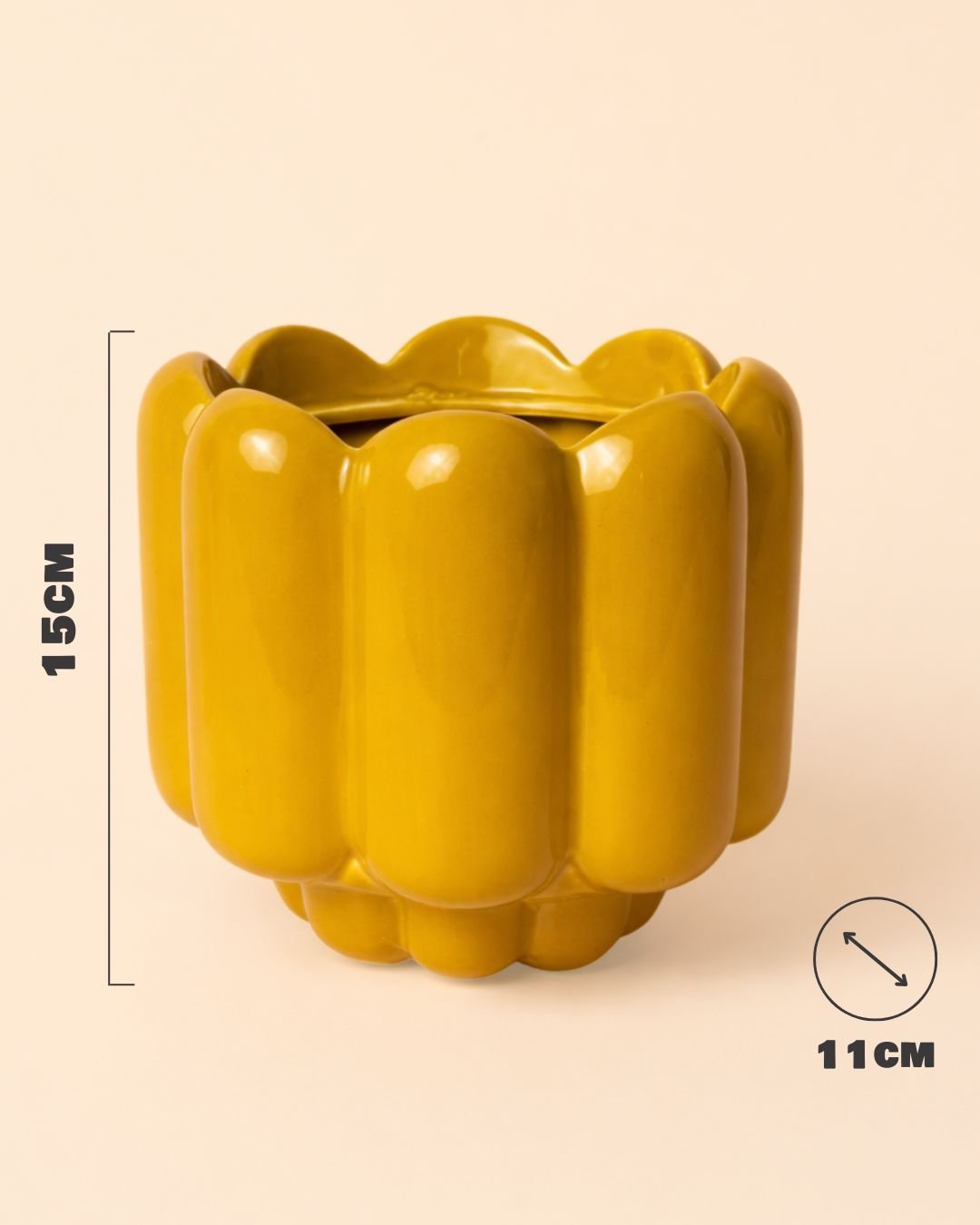 Retro – Maceta Cerámica Amarilla M 11 cm - Pur Plant
