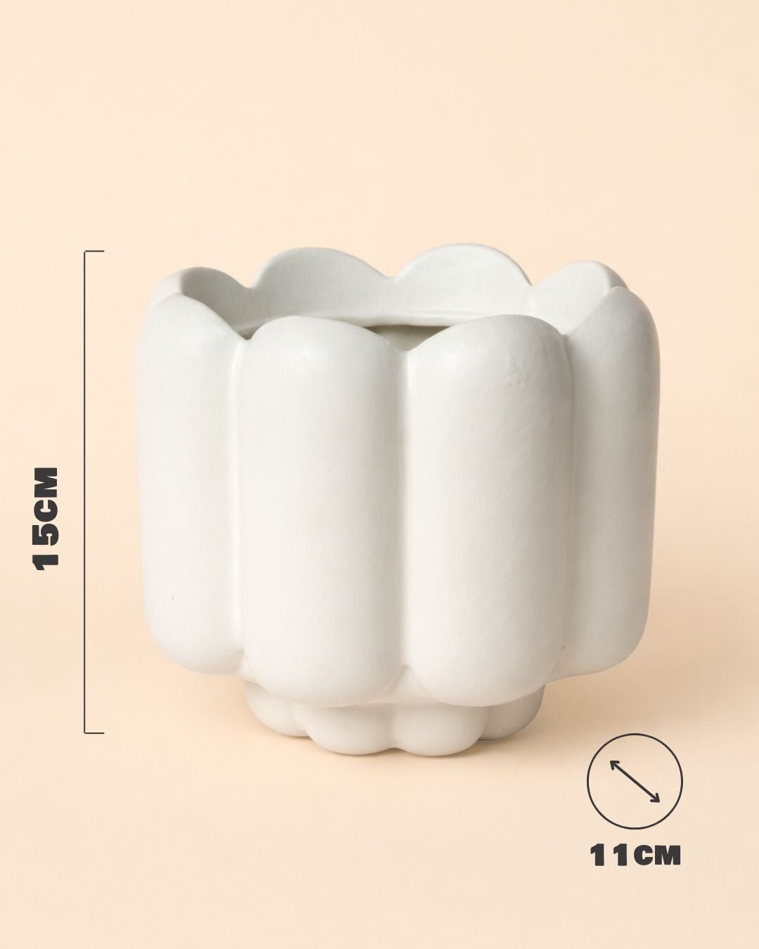 Retro – Maceta Cerámica Blanca Mate M 11 cm - Pur Plant