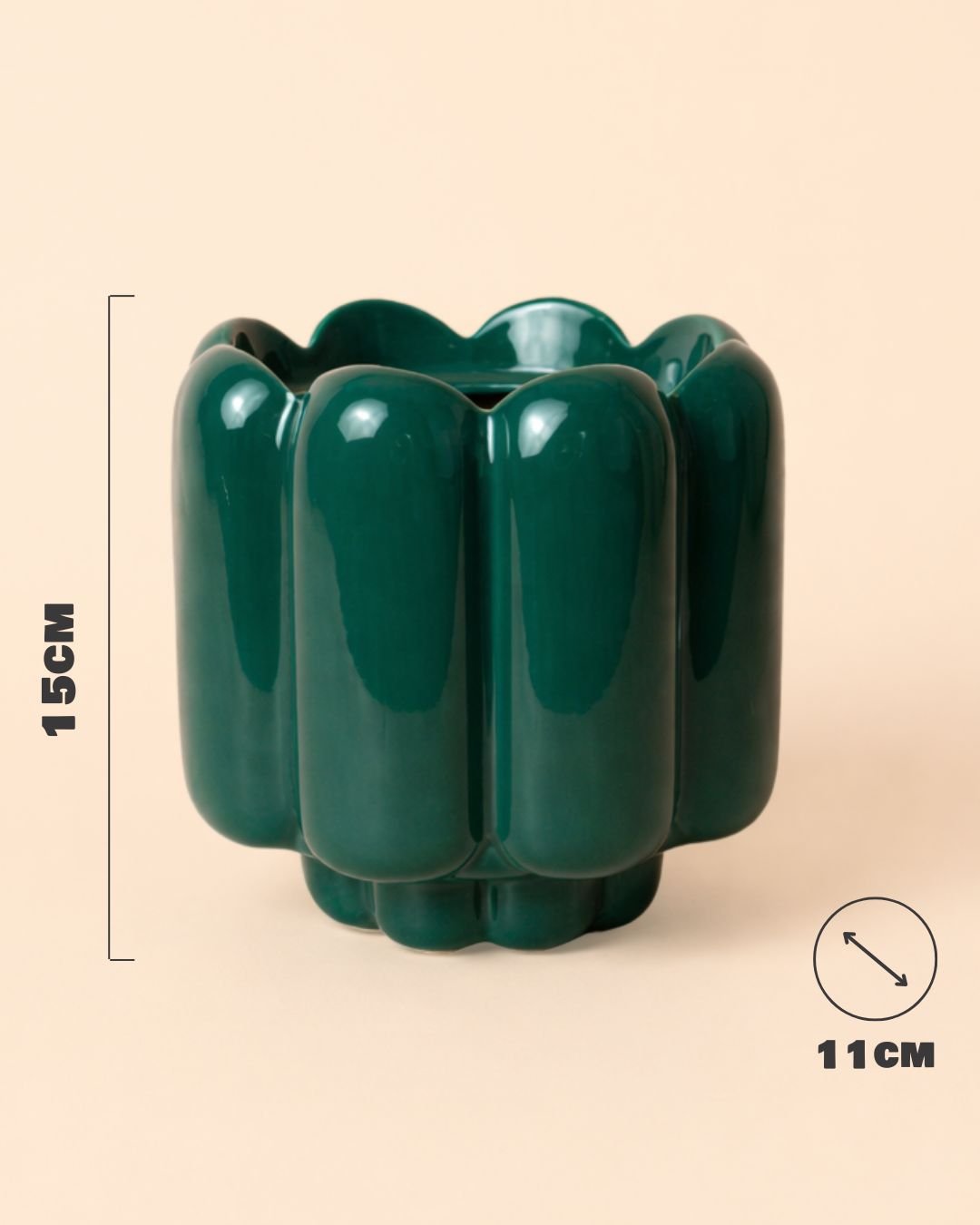 Retro – Maceta Cerámica Esmeralda M 11 cm - Pur Plant