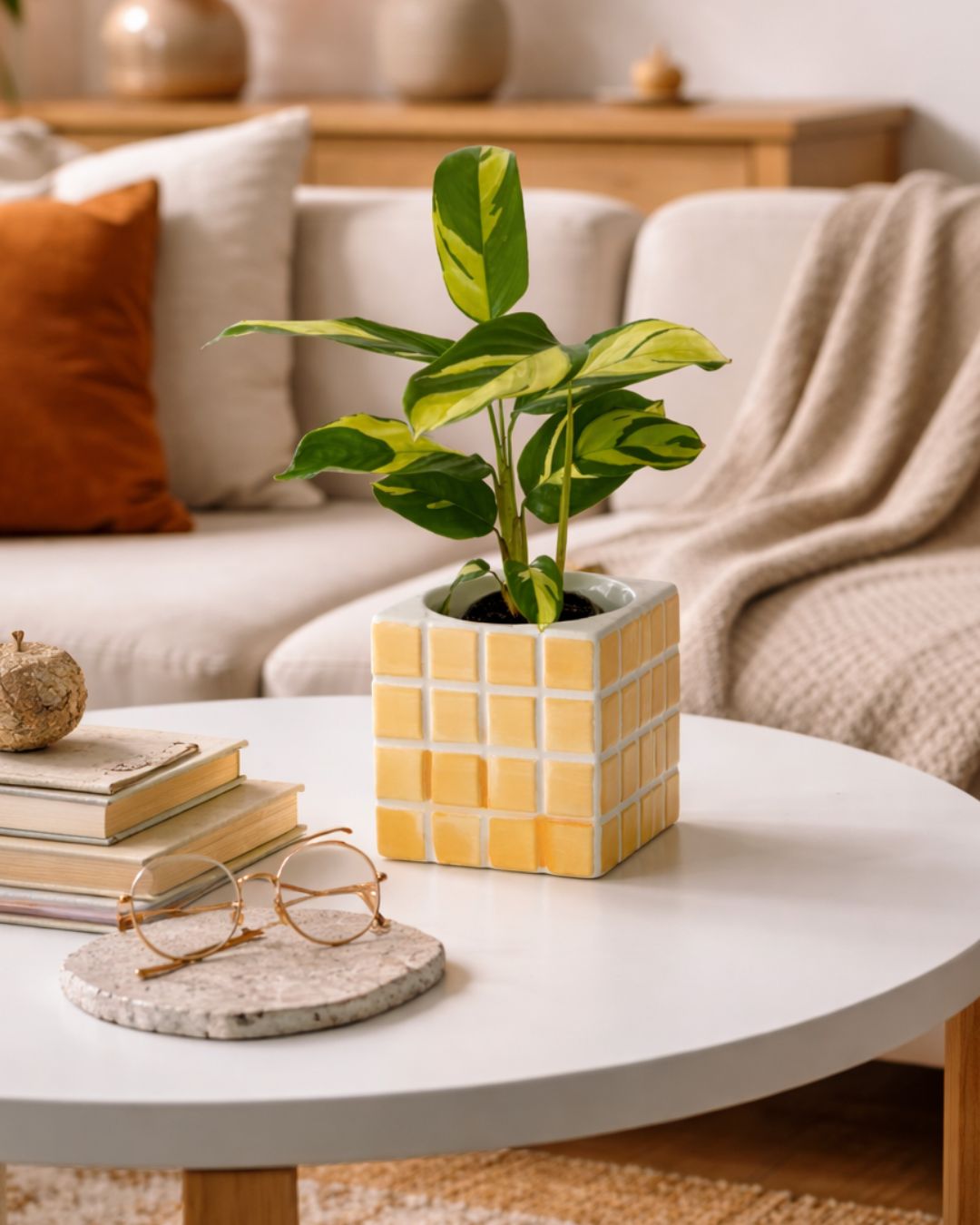 Tile – Mini Maceta Cerámica Naranja S 9 cm - Pur Plant