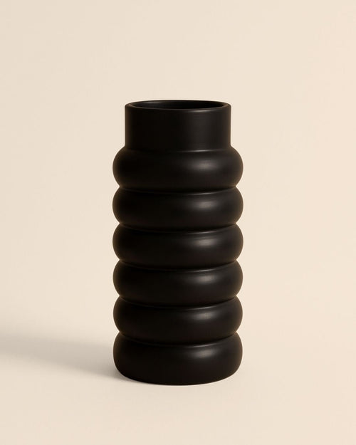Wave– Jarrón Cerámico Negro - Pur Plant