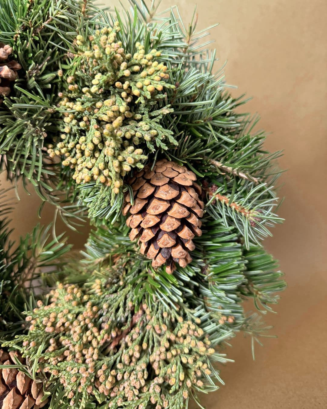 Corona de Navidad Decorada Natural 30 cm detalle