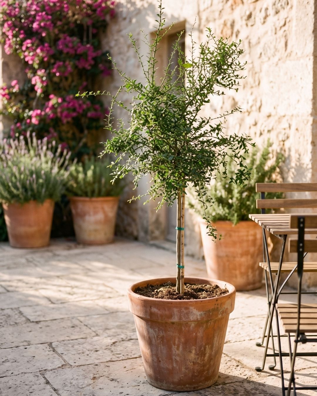Árbol Limonero Caviar decorando una terraza luminosa