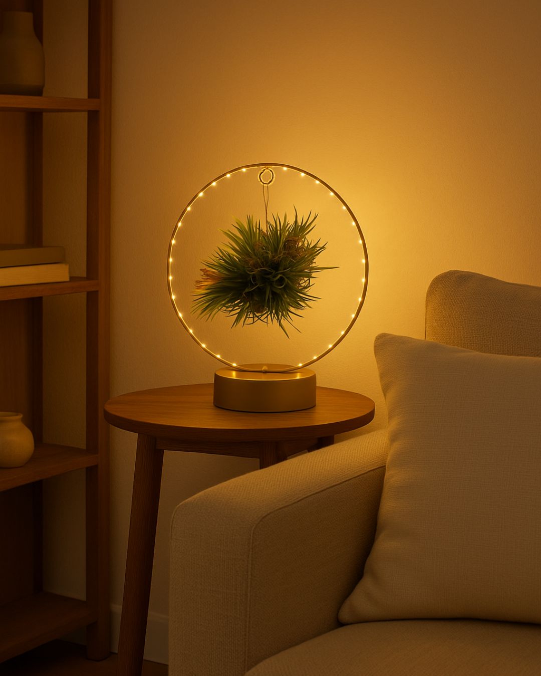 Tillandsia-en-círculo-de-luz-dorado-contexto
