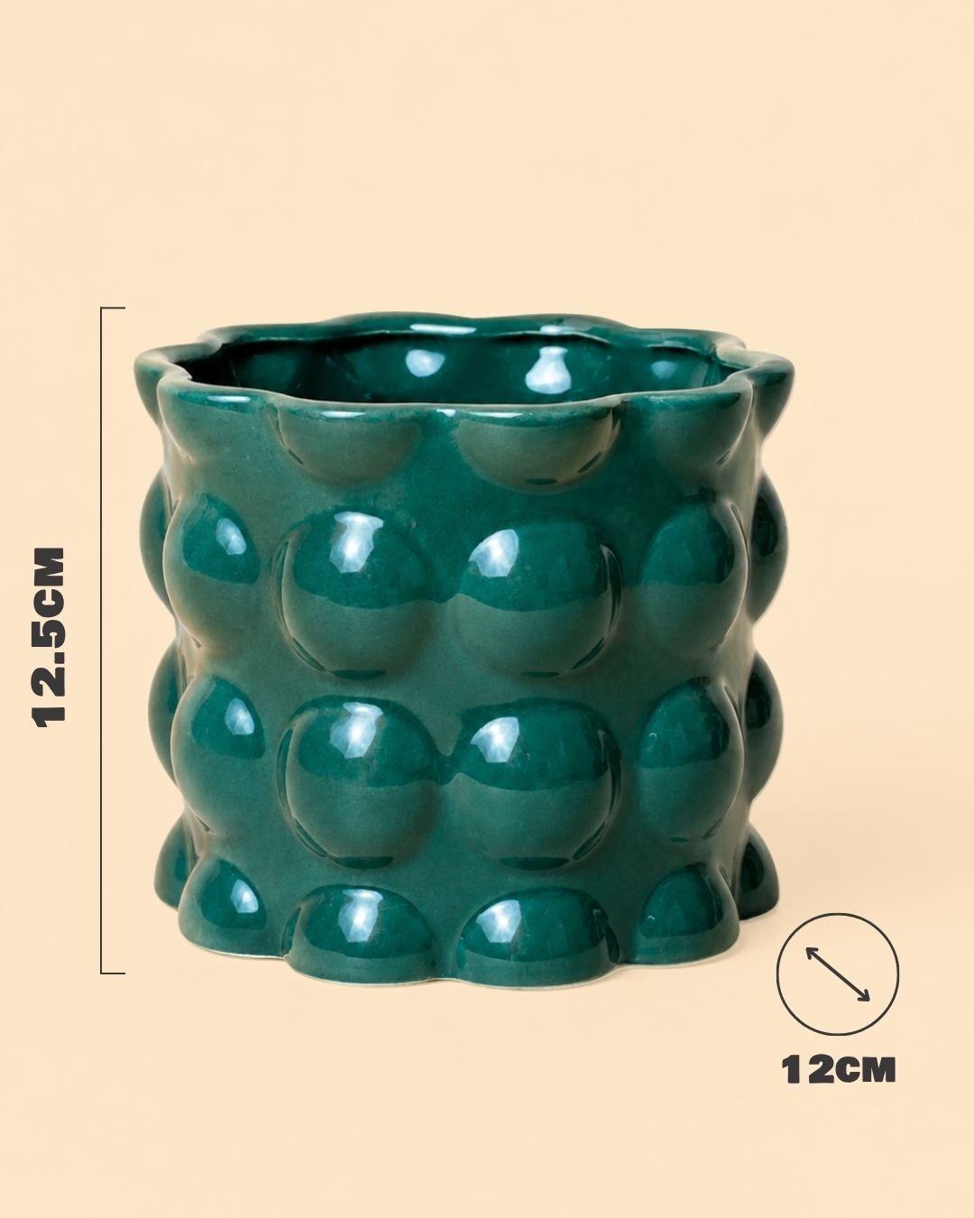 Bob – Maceta Cerámica Esmeralda M 12 cm - Dimension  - Pur Plant