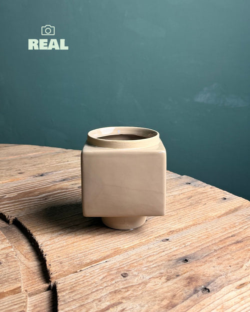 Cube – Mini Maceta Cerámica Beige 9 cm - Pur Plant