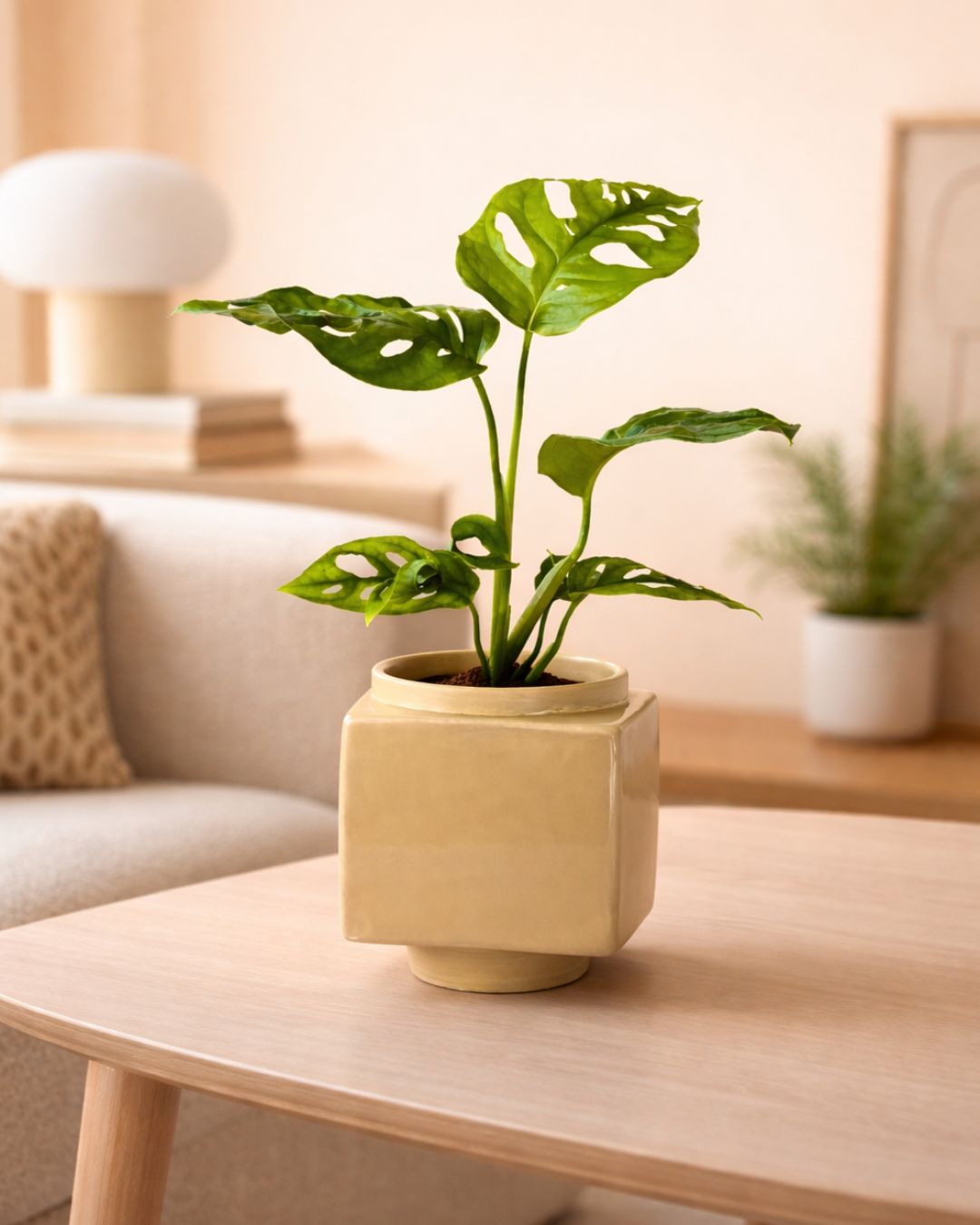 Cube – Mini Maceta Cerámica Beige 9 cm - Pur Plant