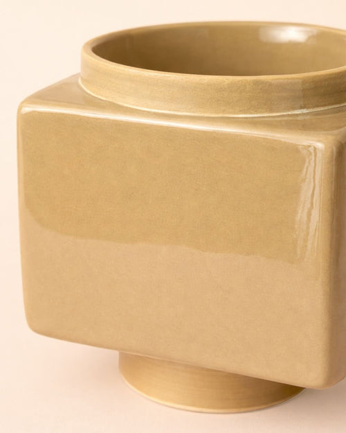 Cube – Mini Maceta Cerámica Beige 9 cm - Pur Plant