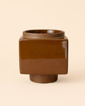 Cube – Mini Maceta Cerámica Marrón 9 cm