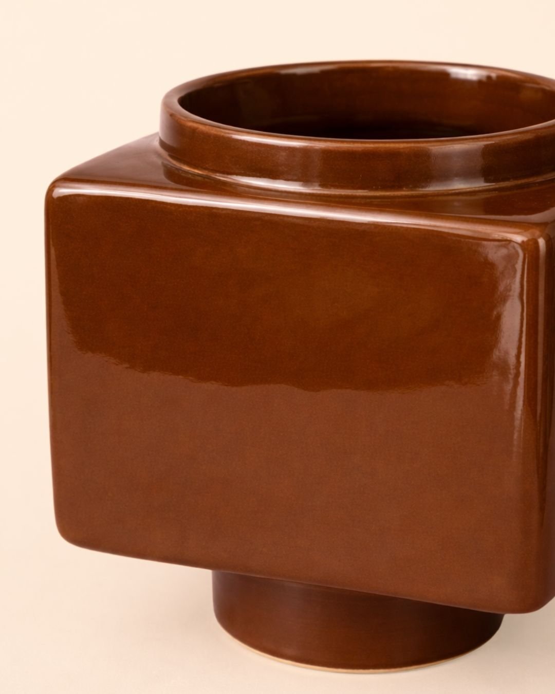 Cube – Mini Maceta Cerámica Marrón 9 cm - Pur Plant