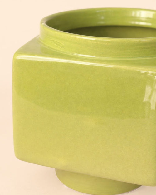 Cube – Mini Maceta Cerámica Verde Claro 9 cm - Pur Plant