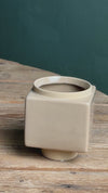 Cube – Mini Maceta Cerámica Beige 9 cm