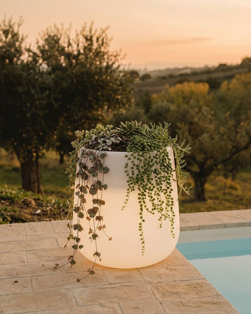 Sun - Macetero blanco con luz XL ø 33,5 - Pur Plant