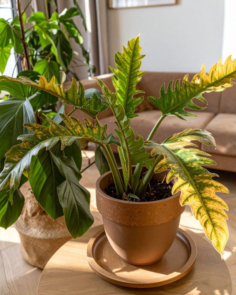 philodendron ring of fire salon contexto