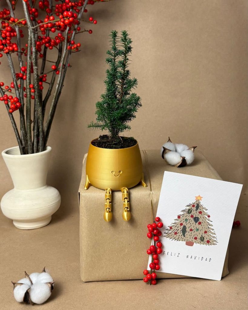 mini happy pot dorada navidad