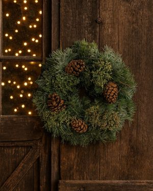 Corona de Navidad Decorada Natural 30 cm puerta contexto (1)