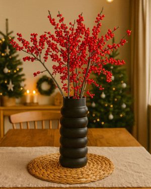 ramo acebo con jarron contexto navidad